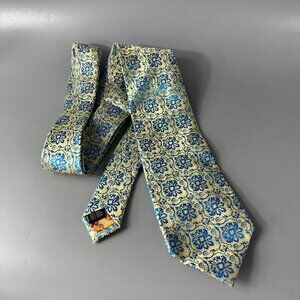 Ateseta 100% Blue/Gold Floral Necktie